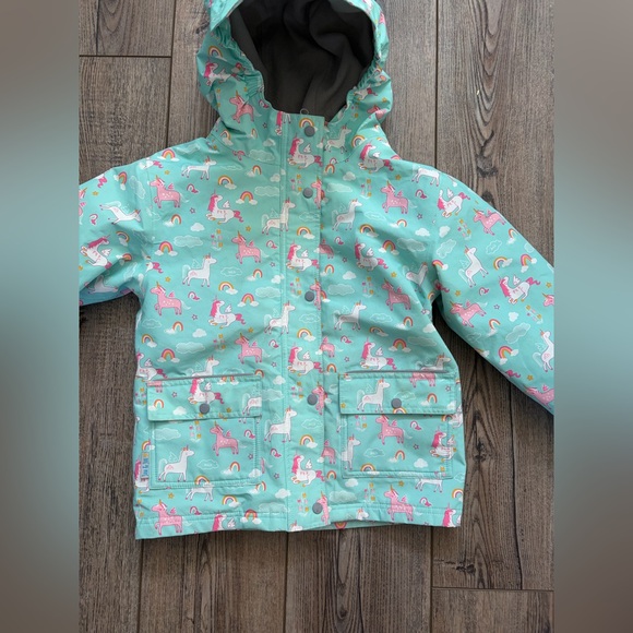 Jan & Jul Kids Waterproof Rain Jacket Unicorn Print Size 6Y Fleece Lined - Picture 2 of 8